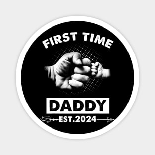 First Time Daddy New Dad Est 2024 Fathers Day Boy Girl Magnet